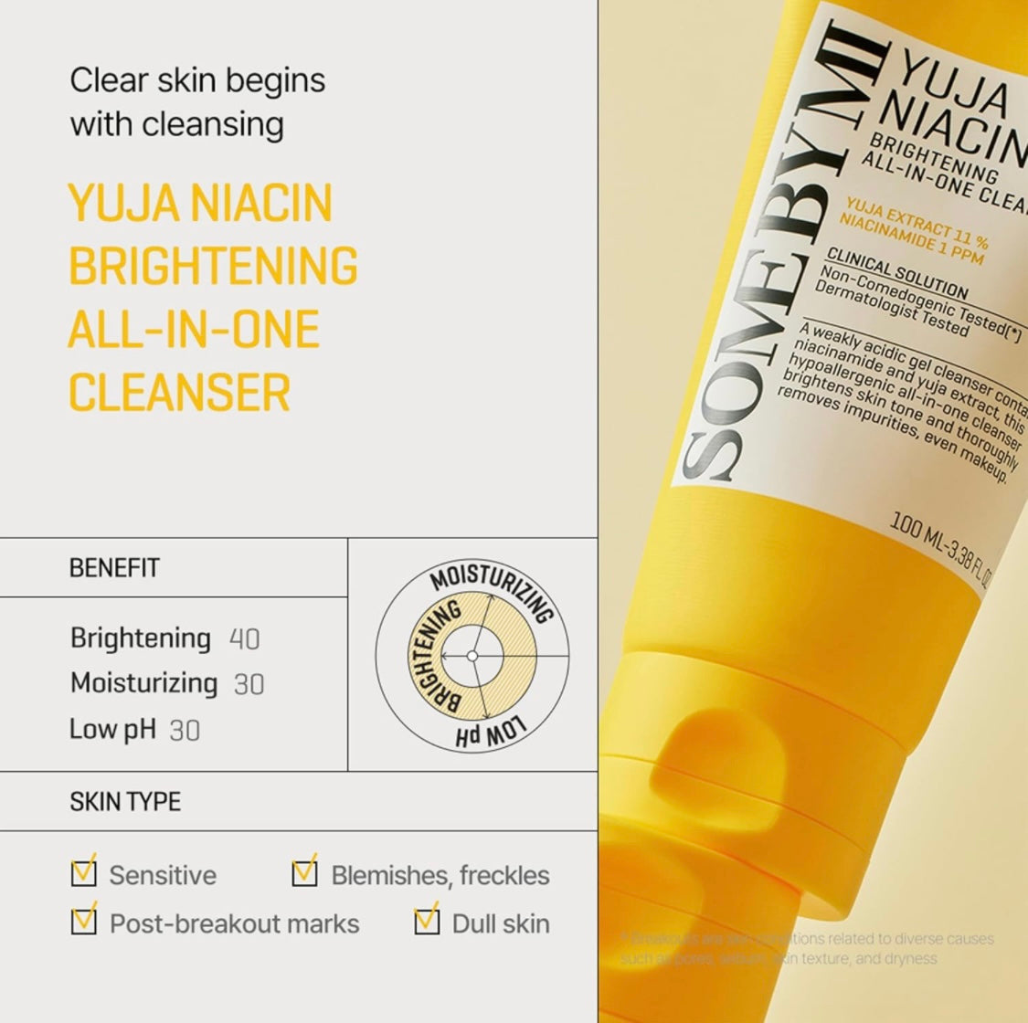 Yuja Niacin Brightening Cleanser (Brightening + Blemish Care) 3.38 oz