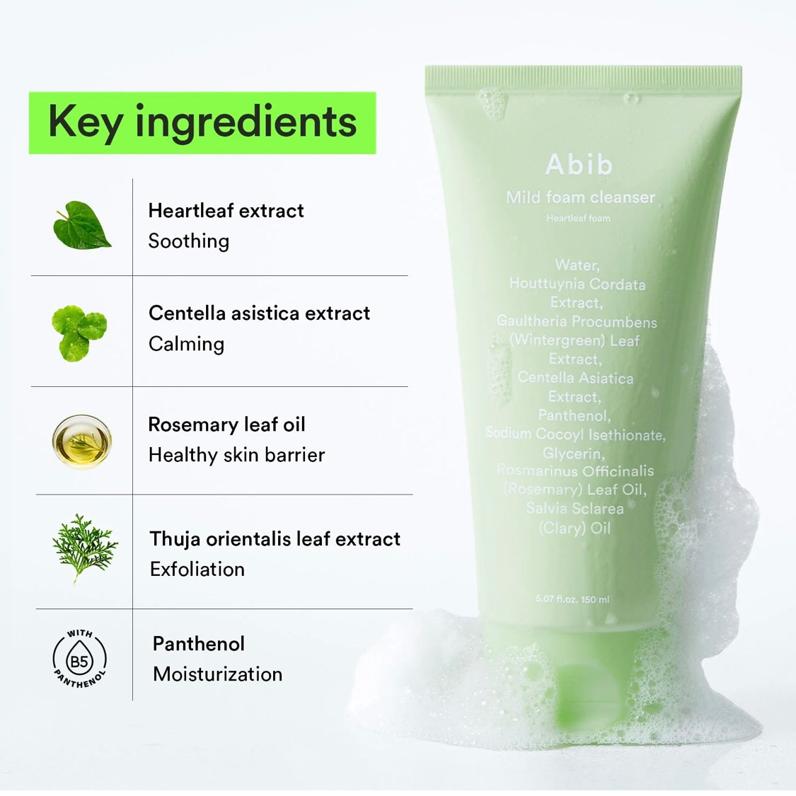 Abib Heartleaf Mild Foam Cleanser (5.07 oz)